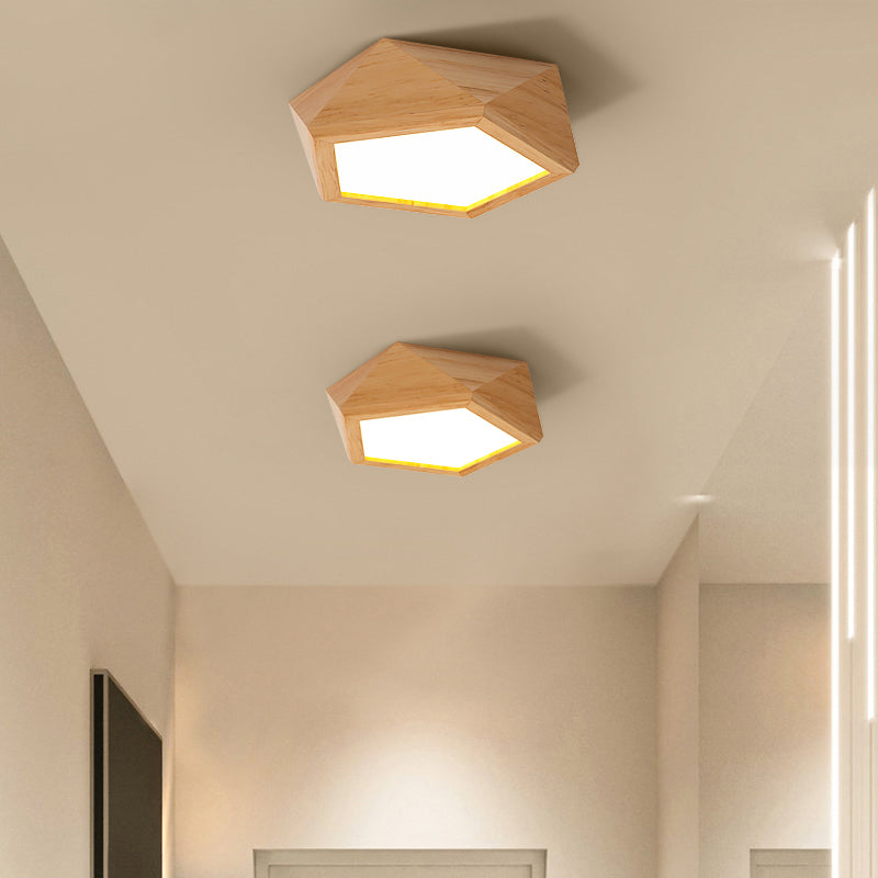 Pentolight Houtdesign - Trä Taklampa Semi Flush Mount för Moderna Korridorer
