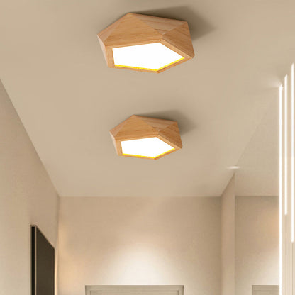 Pentolight Houtdesign - Trä Taklampa Semi Flush Mount för Moderna Korridorer