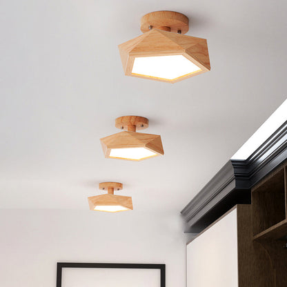 Pentolight Houtdesign - Trä Taklampa Semi Flush Mount för Moderna Korridorer