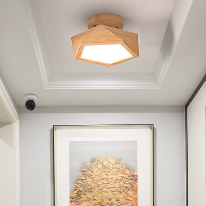 Pentolight Houtdesign - Trä Taklampa Semi Flush Mount för Moderna Korridorer