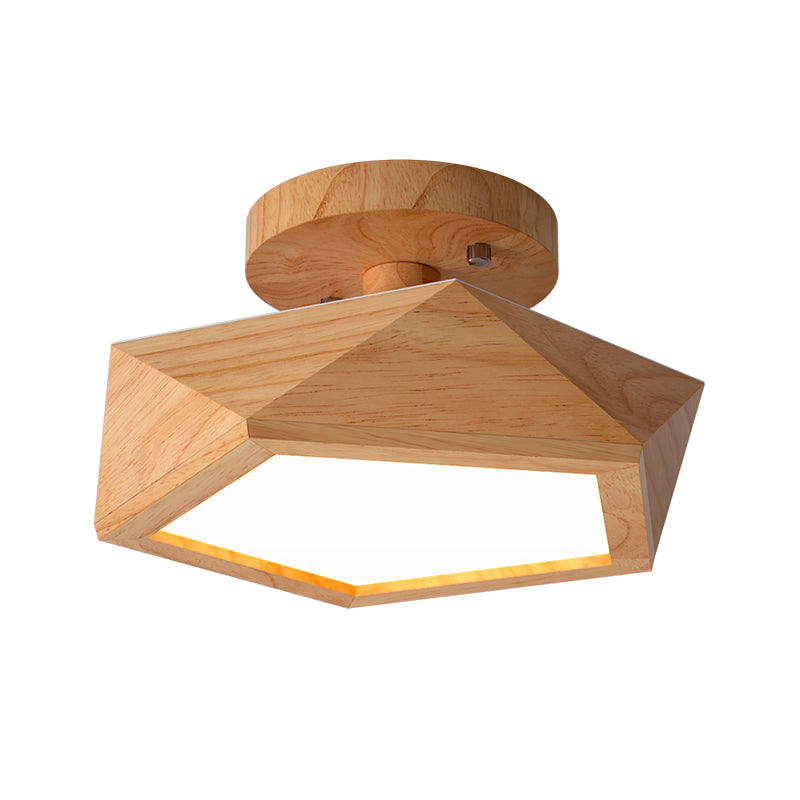 Pentolight Houtdesign - Trä Taklampa Semi Flush Mount för Moderna Korridorer