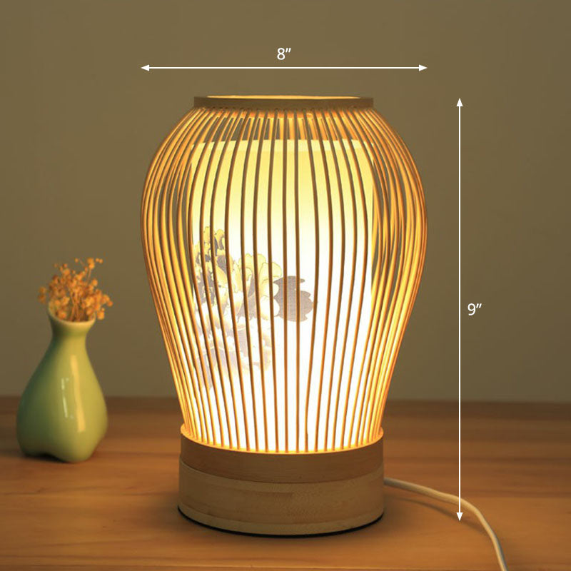Gearceerde Nattdukslampe - Modern Bamboobordbelysning i Trä
