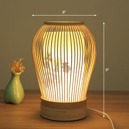 Gearceerde Nattdukslampe - Modern Bamboobordbelysning i Trä