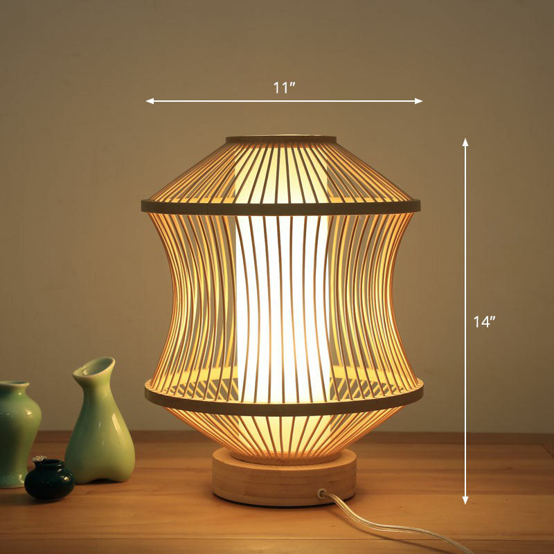 Gearceerde Nattdukslampe - Modern Bamboobordbelysning i Trä