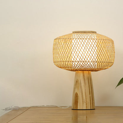 Gearceerde Nattdukslampe - Modern Bamboobordbelysning i Trä