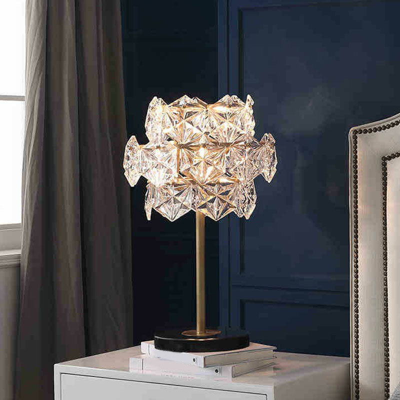 Kristallglas Snöflinga Nattduksbordslampa - Postmodern 2 Bollar Bordslampa i Guld