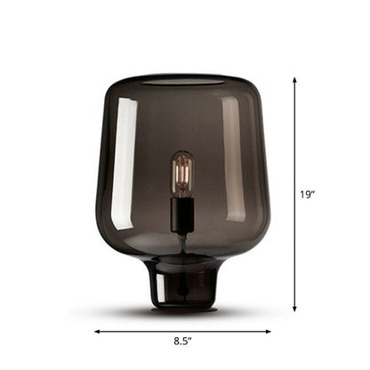 Modern 1-ljuskälla Nattlamp - Svart Bordsarmatur med Kaffe-färgad Glaskupa