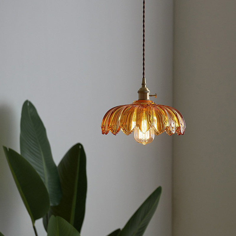 Glasblomma Taklampa Industriell Pendellampa