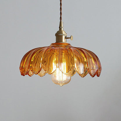 Glasblomma Taklampa Industriell Pendellampa