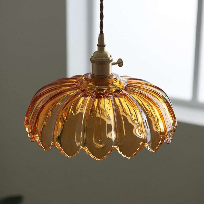 Glasblomma Taklampa Industriell Pendellampa