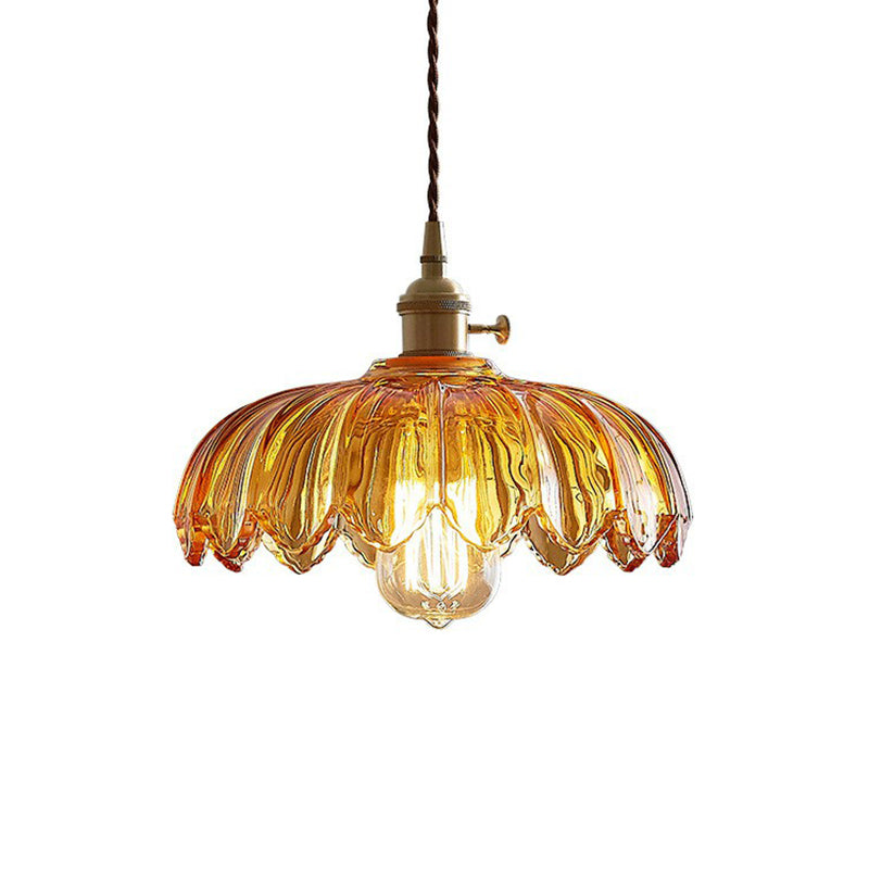 Glasblomma Taklampa Industriell Pendellampa