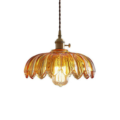 Glasblomma Taklampa Industriell Pendellampa