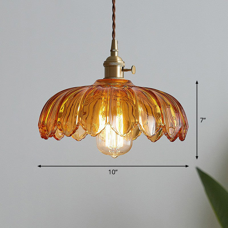 Glasblomma Taklampa Industriell Pendellampa