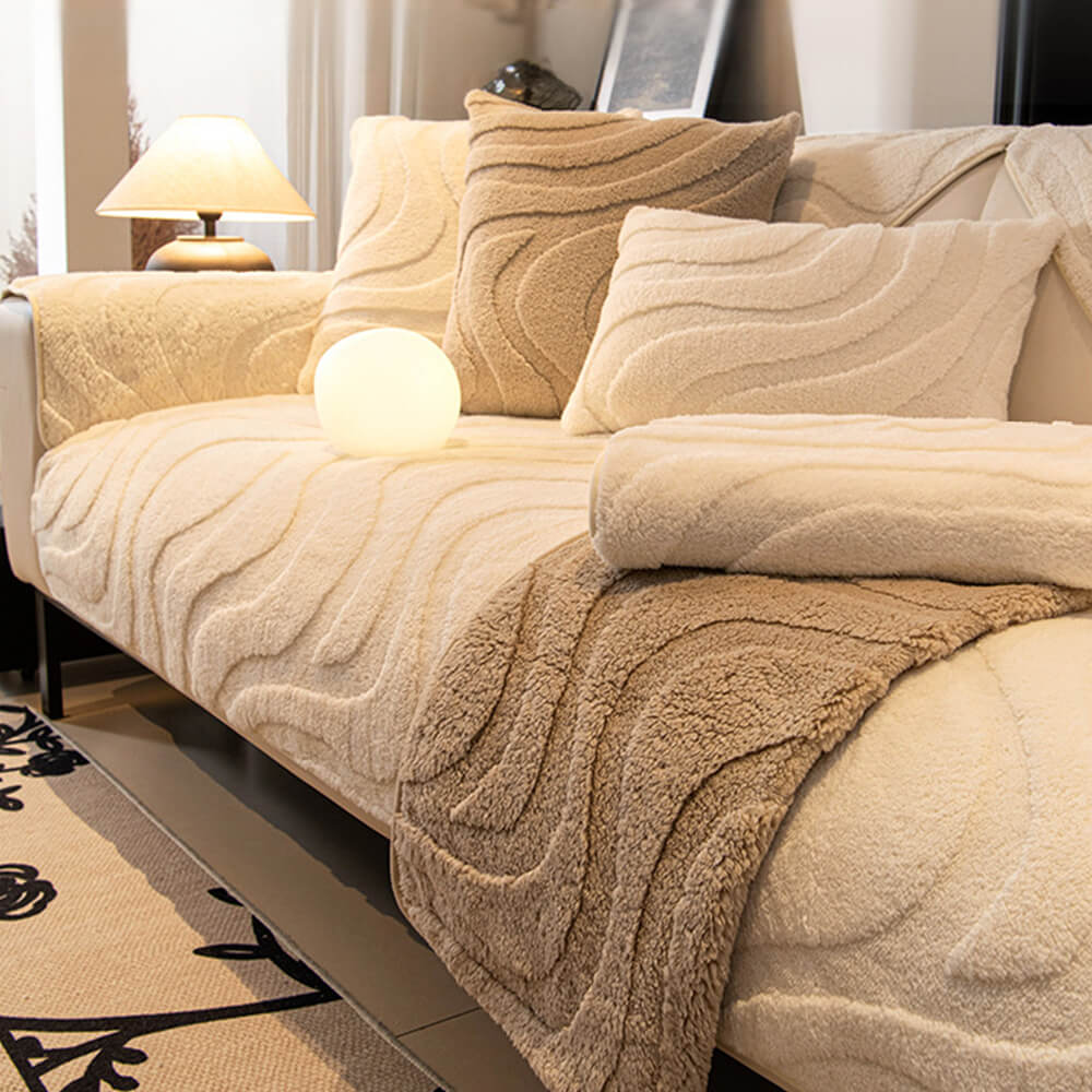 Varm Plush Curved Jacquard icke-glidande Soffa Skydde Täckning