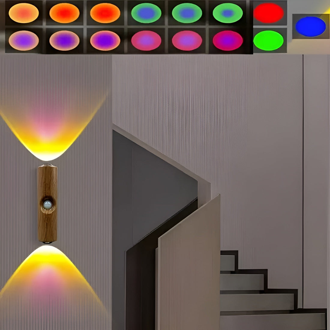 LED-nattljus med rörelsesensor (6-pack) - Dimmbar &amp; RGB | USB-laddning, 3 ljusfärger, Perfekt för hall, trappa &amp; vardagsrum