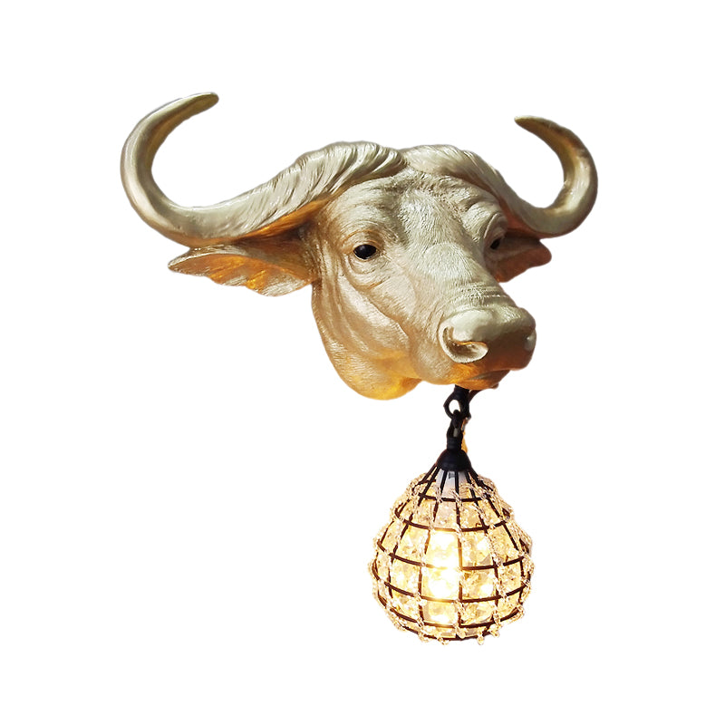 BuffaloGlow - Guld vägglampa med kristallkula