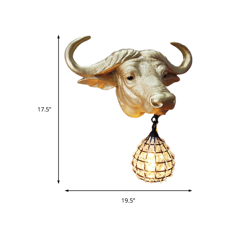 BuffaloGlow - Guld vägglampa med kristallkula