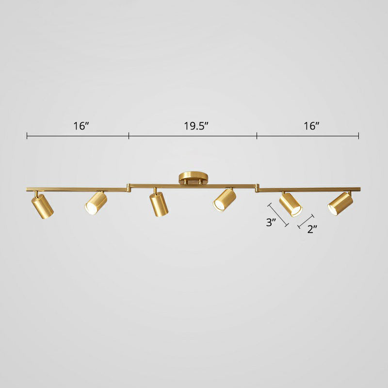 Minimalistisk LED Taklampa med Guld Tubulär Skena och Metalls.k.s.