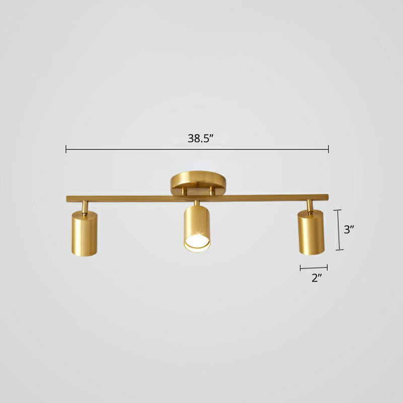 Minimalistisk LED Taklampa med Guld Tubulär Skena och Metalls.k.s.