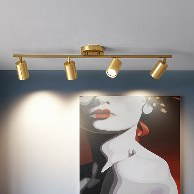 Minimalistisk LED Taklampa med Guld Tubulär Skena och Metalls.k.s.