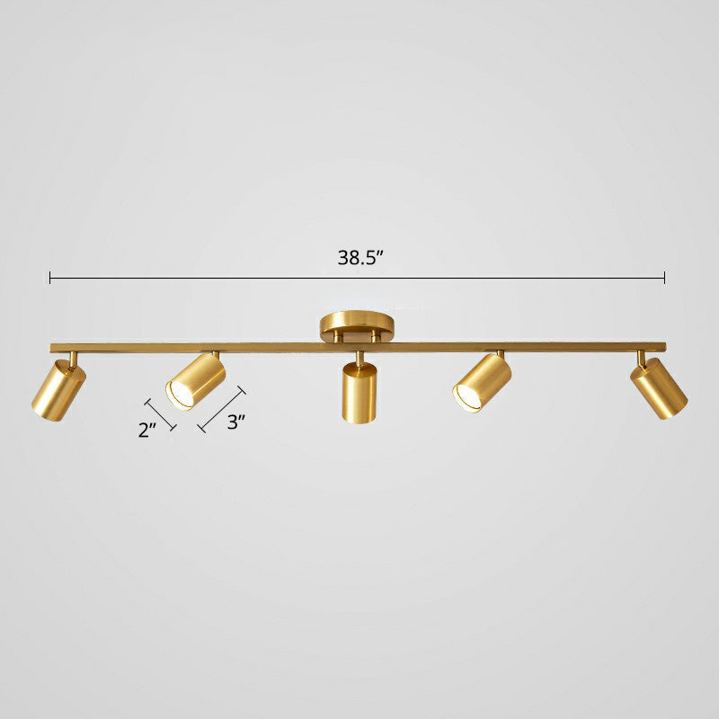 Minimalistisk LED Taklampa med Guld Tubulär Skena och Metalls.k.s.
