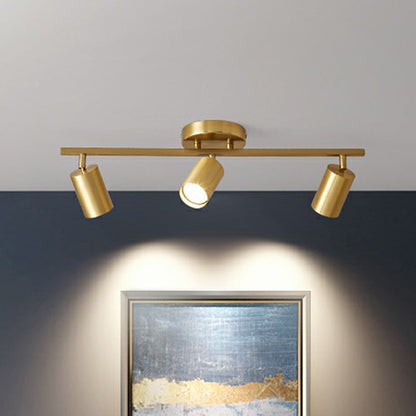 Minimalistisk LED Taklampa med Guld Tubulär Skena och Metalls.k.s.