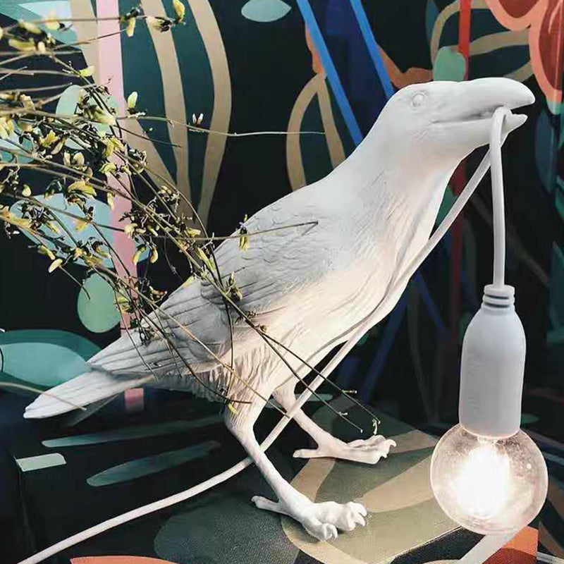 Fågelformad Bordslampa - Konstnärlig Resin Nattlampa för Sovrum