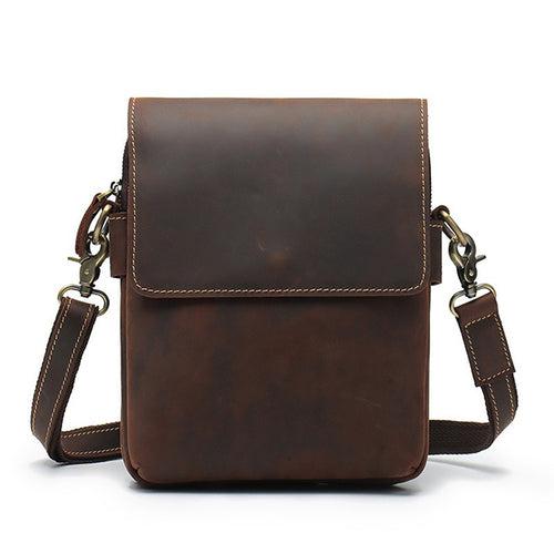 Herrars Crazy Horse Leather Crossbody Bag – Retro Cowhide Messenger Bag