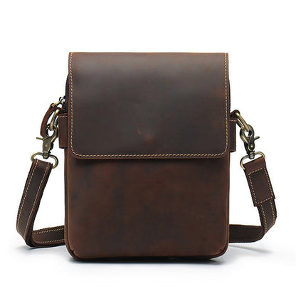 Herrars Crazy Horse Leather Crossbody Bag – Retro Cowhide Messenger Bag