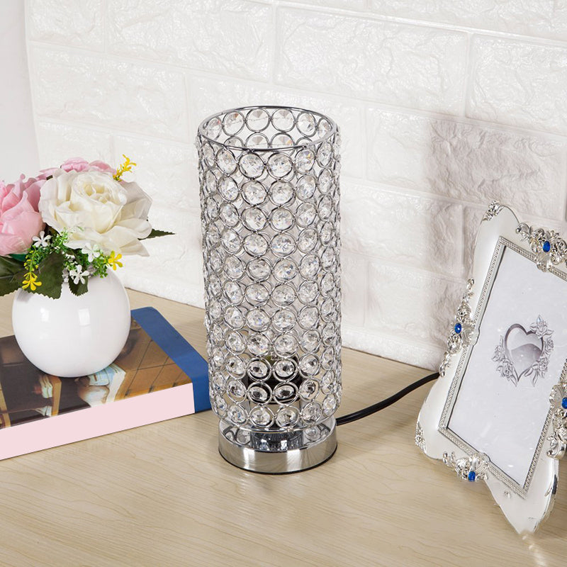 Kristallbordslampa - Modern Nattljus med Kromfinish