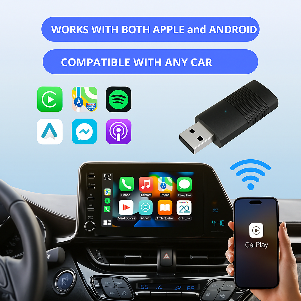 Trådlös CarPlay-adapter för iPhone och Android