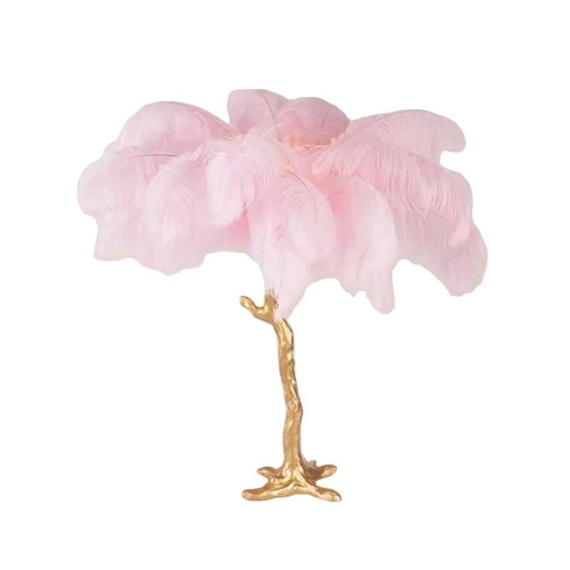 Kokospalm Veer Tafellampa - Konstnärlig Modern Lampa i Rosa och Guld
