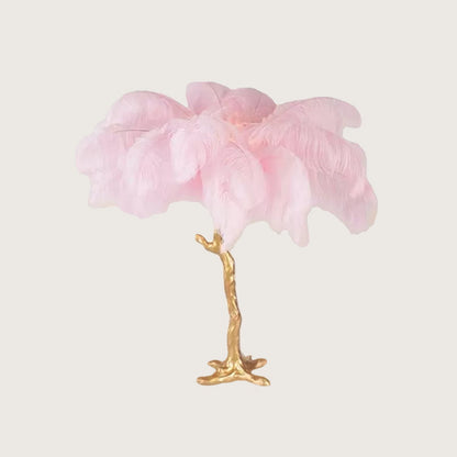 Kokospalm Veer Tafellampa - Konstnärlig Modern Lampa i Rosa och Guld