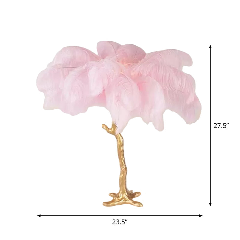 Kokospalm Veer Tafellampa - Konstnärlig Modern Lampa i Rosa och Guld