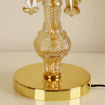 Kristall Bordslampa - Traditionell Nattlampa med Guldfinish