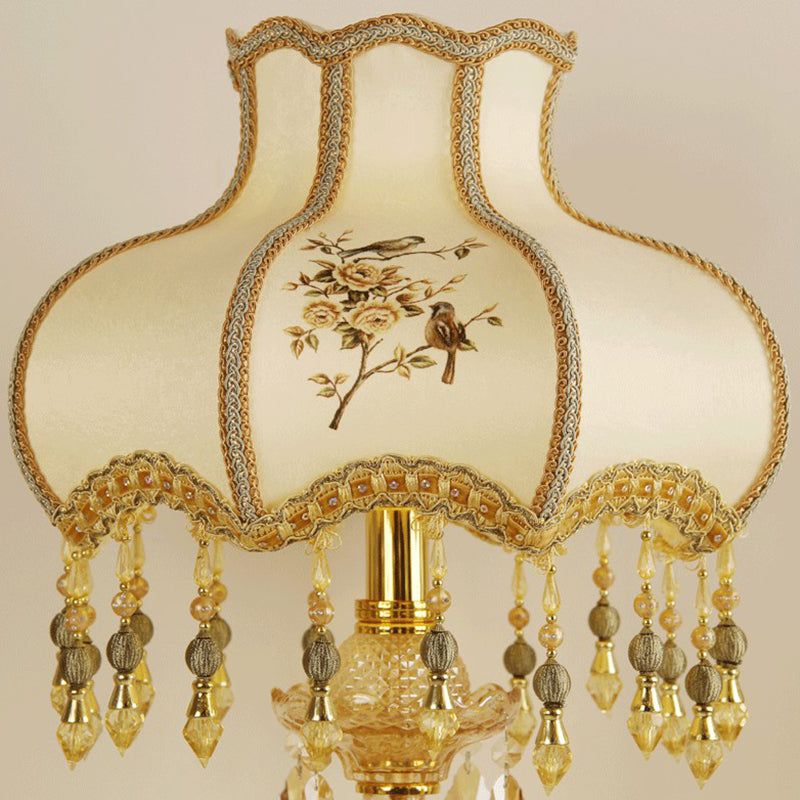 Kristall Bordslampa - Traditionell Nattlampa med Guldfinish