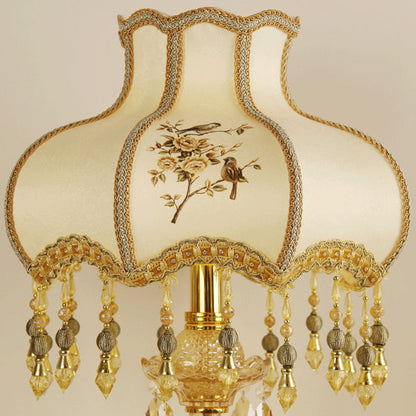 Kristall Bordslampa - Traditionell Nattlampa med Guldfinish