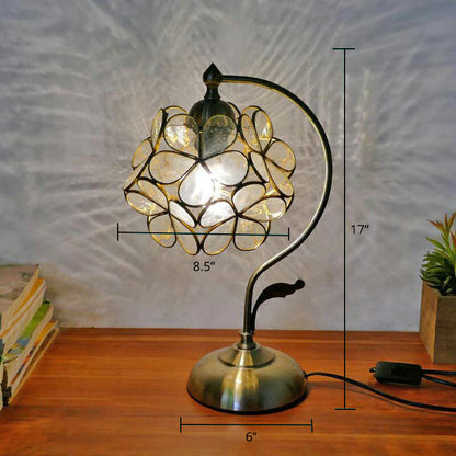 Tiffany Gooseneck Bordslampa - Metall Nattduksbordslampa med Handbearbetad Glaskupa
