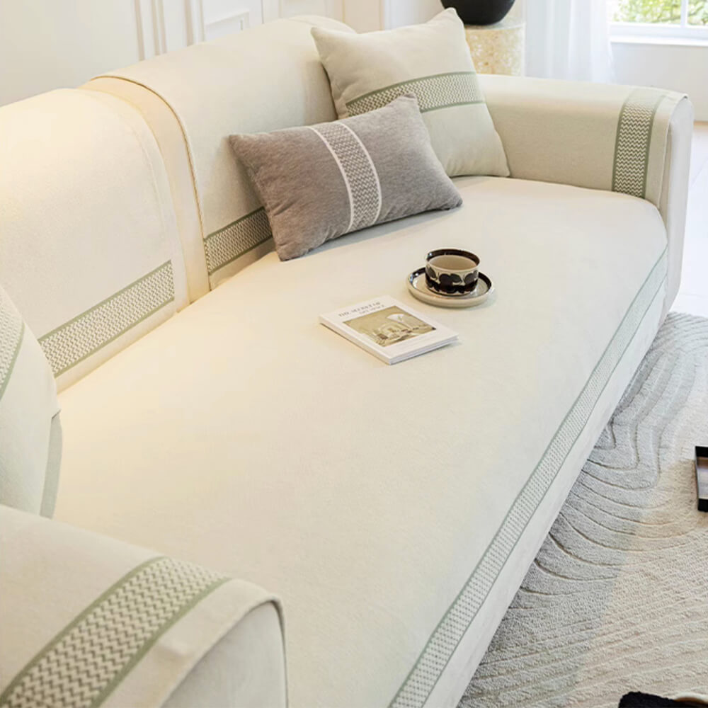 Chenille Jacquard Bred Kant Design Repellenta Sofföverdrag