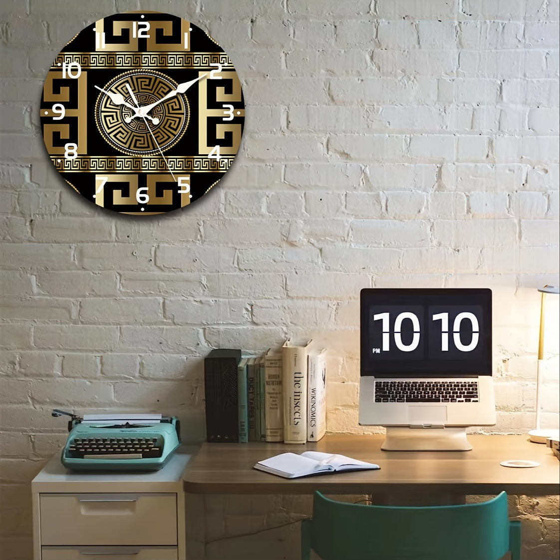 MythosTime - Sophisticated wall clock with Greek key pattern and discreet elegance