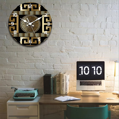 MythosTime - Sophisticated wall clock with Greek key pattern and discreet elegance