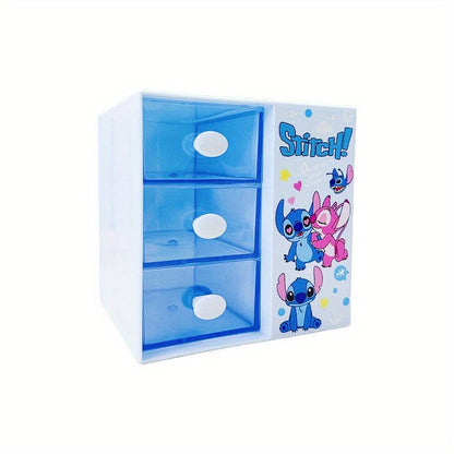 Disney Stitch Cartoon 3-compartment förvaringslåda – Multifunktionell organizer för skrivbord, smycken och leksaker