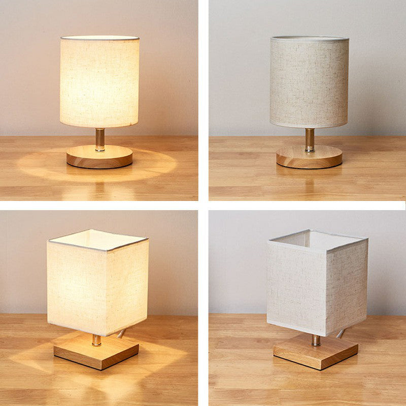 LinnenHout - Minimalistisk Bordslampa av Lin och Trä