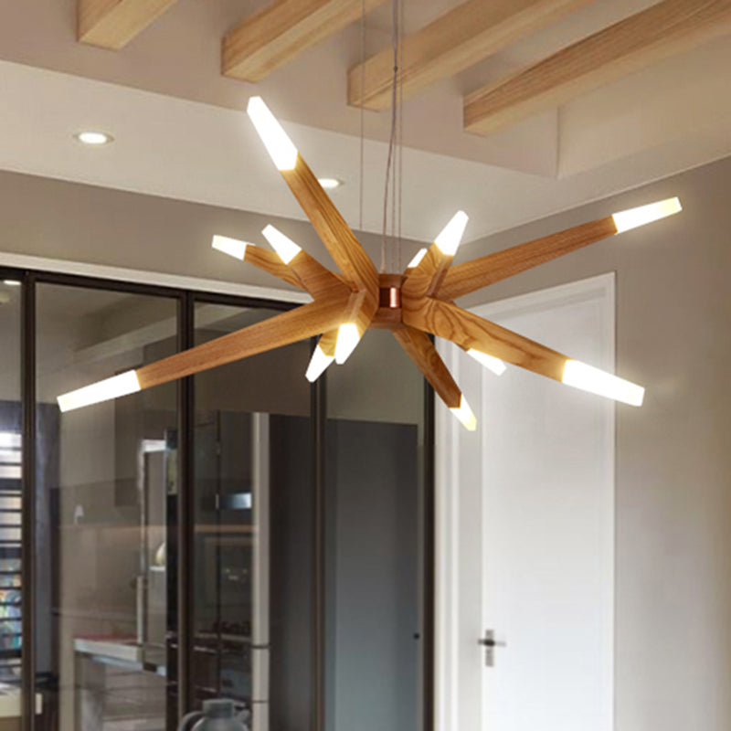 Starlite – Tidsenlig Sputnik Trä Kronlampa med LED Belysning