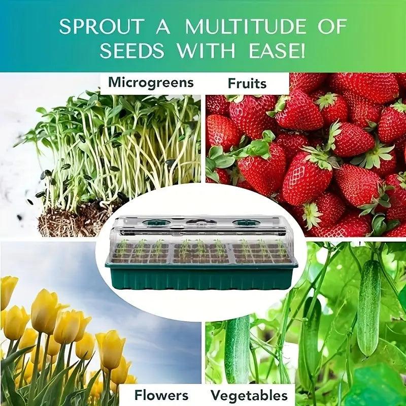 Carvallo Indoor Odling Set | Med LED Växtljus & Justerbart Fukt skydd | 36-Cells Såstation | Inkl. Tillbehör