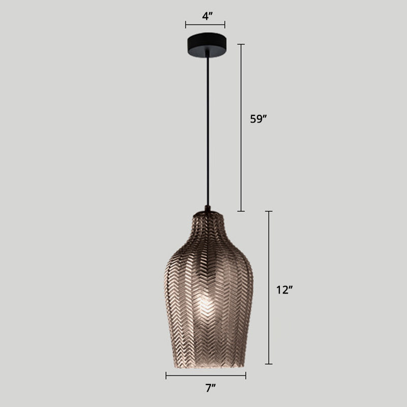 Modern glas hänglampa med vågformad skugga för matrum