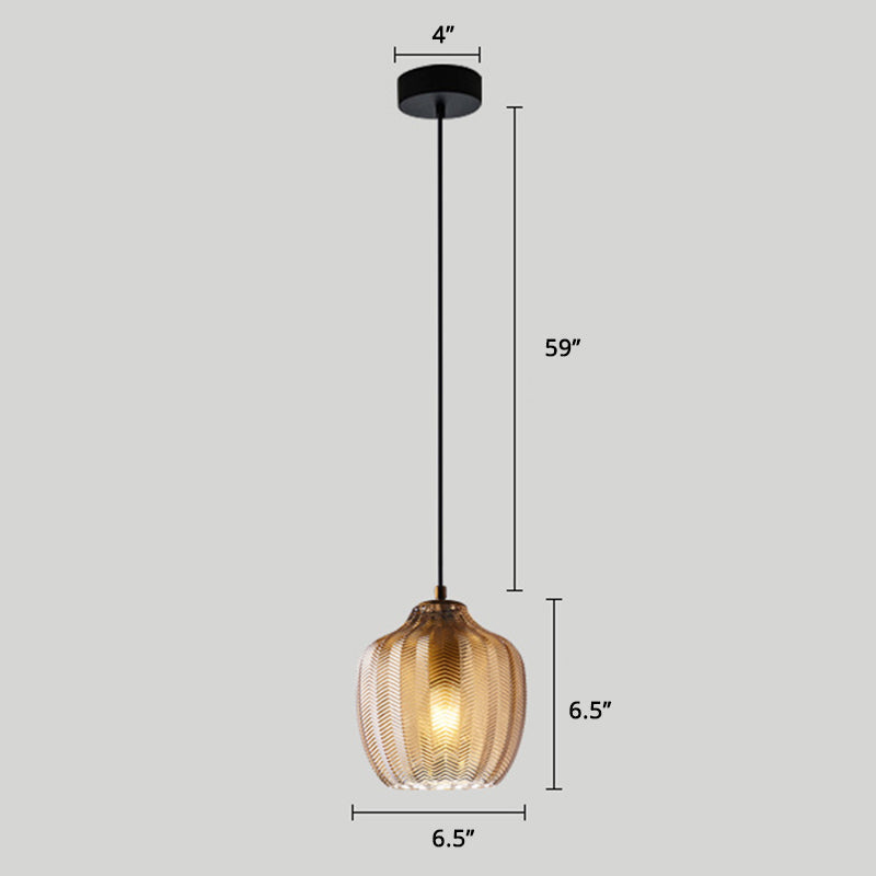 Modern glas hänglampa med vågformad skugga för matrum