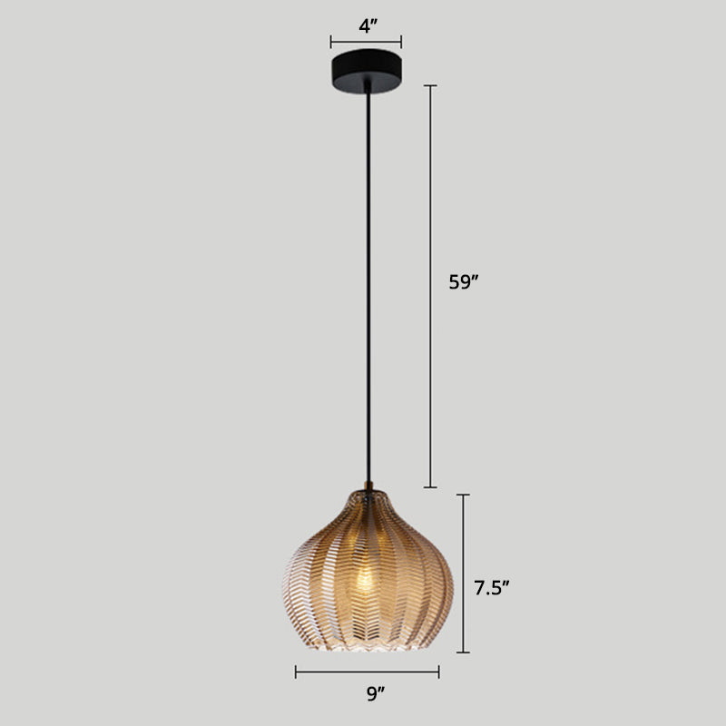 Modern glas hänglampa med vågformad skugga för matrum