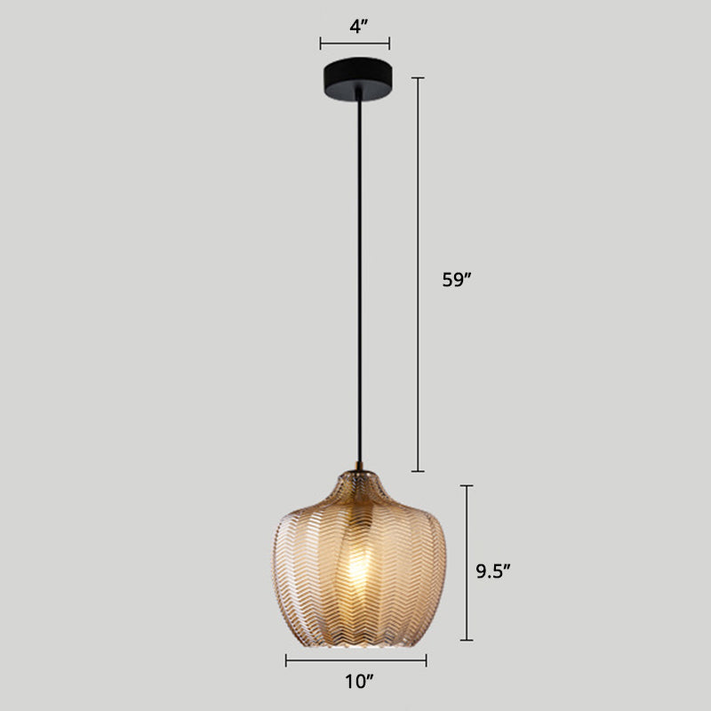 Modern glas hänglampa med vågformad skugga för matrum