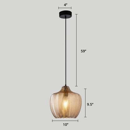 Modern glas hänglampa med vågformad skugga för matrum